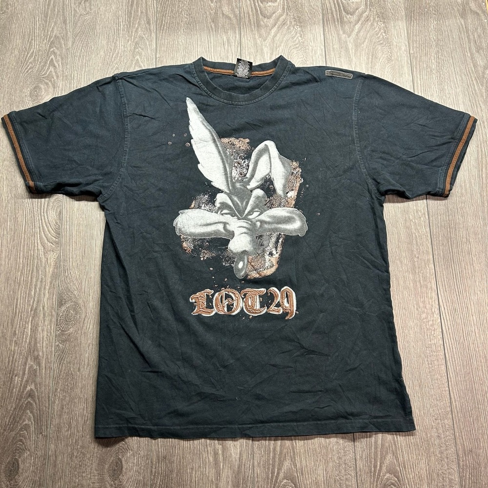 Vintage Lot29 Luxe Wile E Coyote T-Shirt Mens XXL Black Looney Tunes Graphic Tee